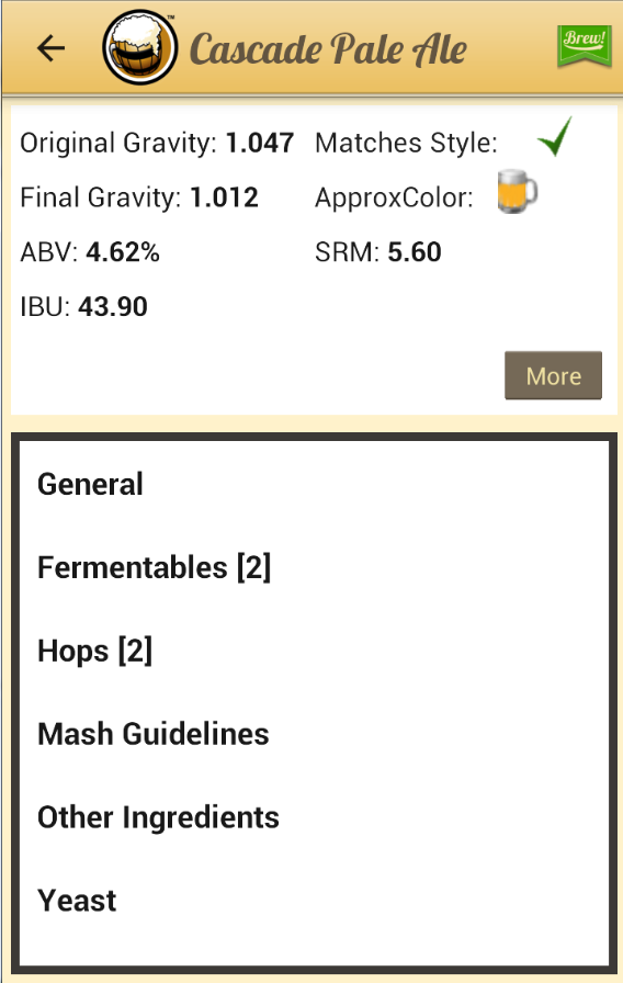 Brewer's Friend Android App screen shots