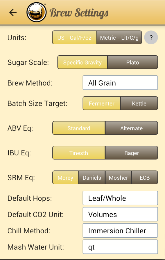 Brewer's Friend Android App screen shots