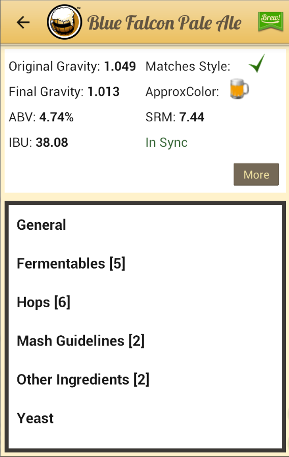 Brewer's Friend Android App screen shots