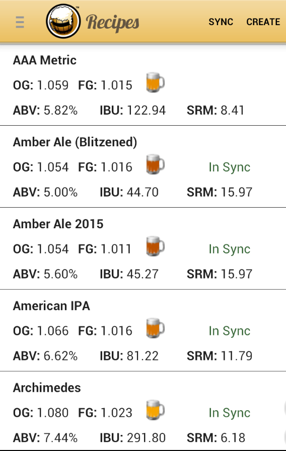 Brewer's Friend Android App screen shots