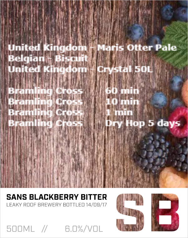 Sans Blackberry Bitter Beer Recipe All Grain Experimental Beer by