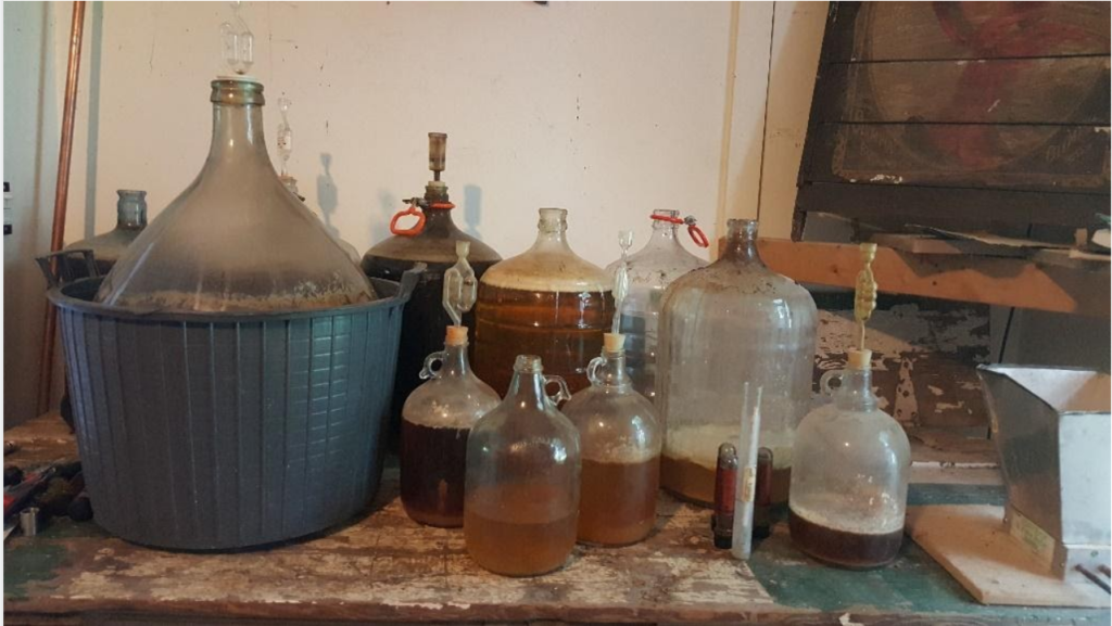 A Collection of sour beers in carboys